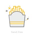 Thin line icons, French fries