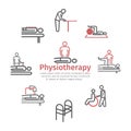 Thin line icons for physiotherapy, rehabilitation center. Vector signs for web graphics.