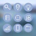 Thin line icons set. Blue Icon for business, management, finance, strategy, planning, analytics, banking Royalty Free Stock Photo