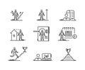 Thin line icons set. Business people development growth headhunting Finance and startup outline vector symbol