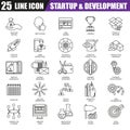 Thin line icons set of business startup, market vision and mission Royalty Free Stock Photo