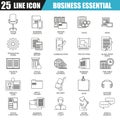 Thin line icons set of business tools, office essential equipment Royalty Free Stock Photo