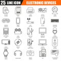 Thin line icons set of computer electronics and multimedia devices Royalty Free Stock Photo