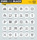Thin line icons set of education, online training and courses Royalty Free Stock Photo