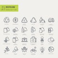 Thin line icons set. Icons for recycling, environmental. Royalty Free Stock Photo