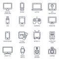 Thin line icons set. Icons for technology, electronic devices. Royalty Free Stock Photo