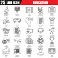 Thin line icons set of internet education and online course study Royalty Free Stock Photo