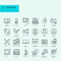 Thin line icons set for online education Royalty Free Stock Photo