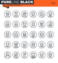 Thin line icons set of people avatars for social network Royalty Free Stock Photo