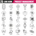 Thin line icons set of project management Royalty Free Stock Photo