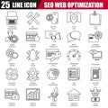 Thin line icons set of search engine optimization tools for growth traffic Royalty Free Stock Photo