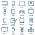 Thin line icons set. Icons for technology, digital devices Royalty Free Stock Photo