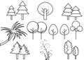 Thin line icons set,trees,vector illustrations Royalty Free Stock Photo