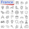 Thin line icons. Welcome to France. Vector icons about France. Sights of France Royalty Free Stock Photo