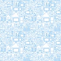 Thin Line Internet of Things White Seamless Pattern