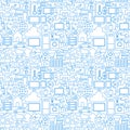 Thin Line Internet of Things White Seamless Pattern