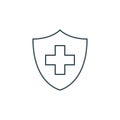 Thin line medical cross and shield icon