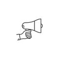 Line megaphone promotion icon on white background