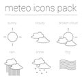 Thin Line Meteo Weather Vector Icon Pack