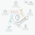 Thin line minimal arrow business cycle template.