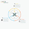 Thin line minimal arrow business cycle template.