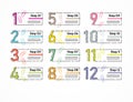 Thin line minimal Infographic design template. 12 options, steps. Can be used for process diagram, presentations, workflow layout