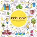 Thin line natural resources modern illustration concept. Infographic way from ecology to clean energy. Icons on isolated Royalty Free Stock Photo