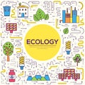 Thin line natural resources modern illustration concept. Infographic way from ecology to clean energy. Icons on isolated Royalty Free Stock Photo