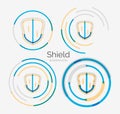 Thin line neat design logo, shield icon set