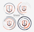 Thin line neat design logo, shield icon set Royalty Free Stock Photo