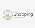 Thin line neat design logo, shopping cart icon