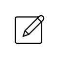 Thin line notepad with pen icon