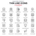 Thin line online education, e-learning, e-book icons set for website and mobile site and apps. Royalty Free Stock Photo