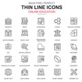 Thin line online education, e-learning, e-book icons set for website and mobile site and apps. Royalty Free Stock Photo