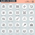 Thin line online education, e-learning, e-book icons set Royalty Free Stock Photo