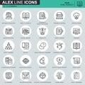 Thin line online education, e-learning, e-book icons set Royalty Free Stock Photo