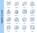 Thin Line Party Related Vector Icons Set