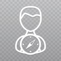 Thin line People with Compass icon. Find direction on transparent background.