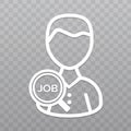 Thin line People with Job lens icon. Career search on transparent background