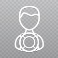 Thin line People with lifebuoy icon. Lifeguard icon on transparent background.