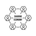 thin line people union like sharing economy icon