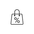 Line percent bag icon on white background