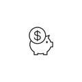 Line piggy money box icon on white background