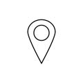 Thin line pin point, GPS location symbol, map pointer flat design style vector icon on white background Royalty Free Stock Photo