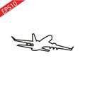 Thin line plane icon on white background Royalty Free Stock Photo