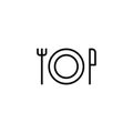 Thin line plate, knife and fork, dinner icon