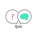 Thin line quiz icon with brain