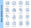 Thin Line Real Estate Related Vector Icons Set