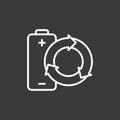 Line renewable battery icon on dark background Royalty Free Stock Photo
