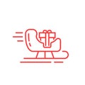 Thin line santa claus red sleigh icon